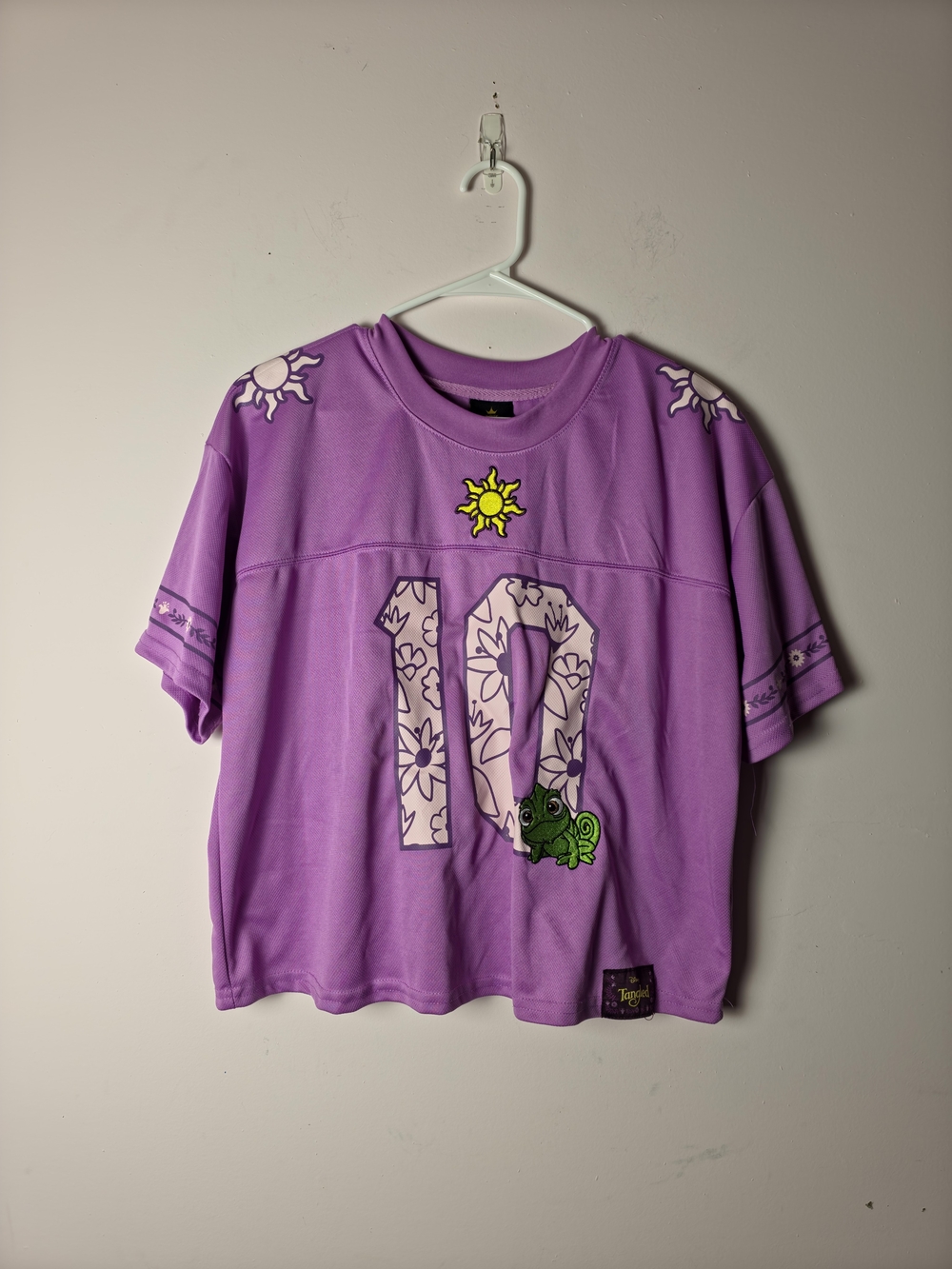 Disney Princess Rapunzel #10 Cropped Jersey Top BoxLunch XL Pascal Chameleon